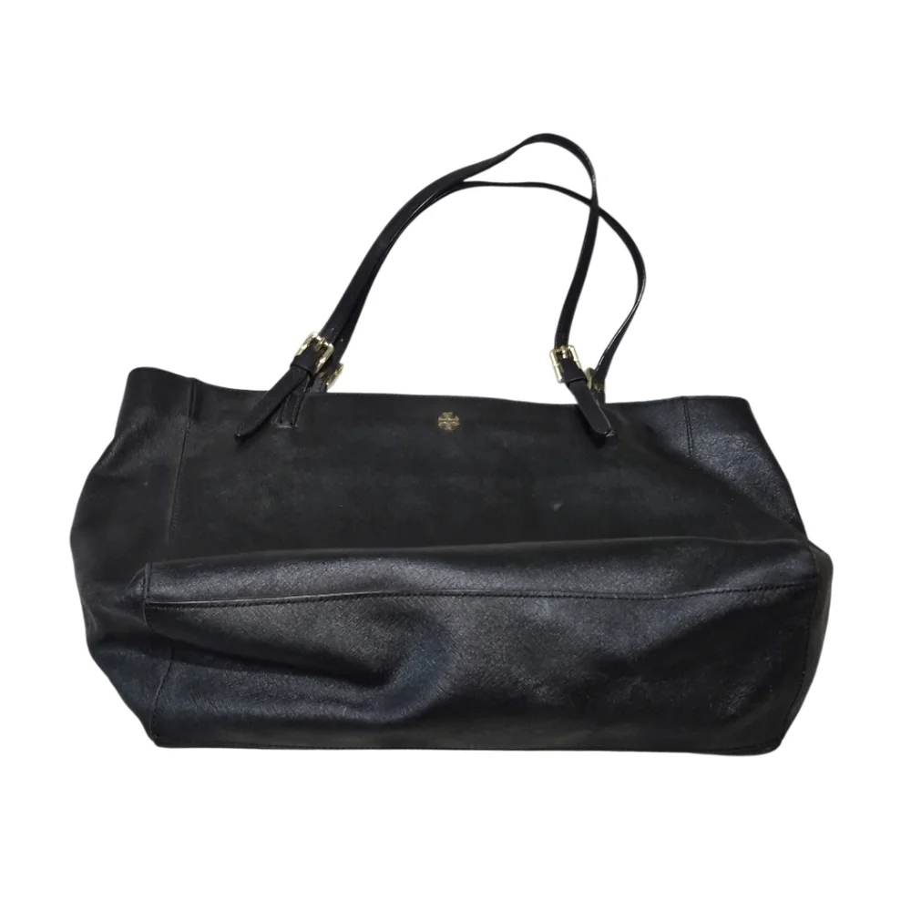 Tory Burch Black Leather Tote with Gold Hardware